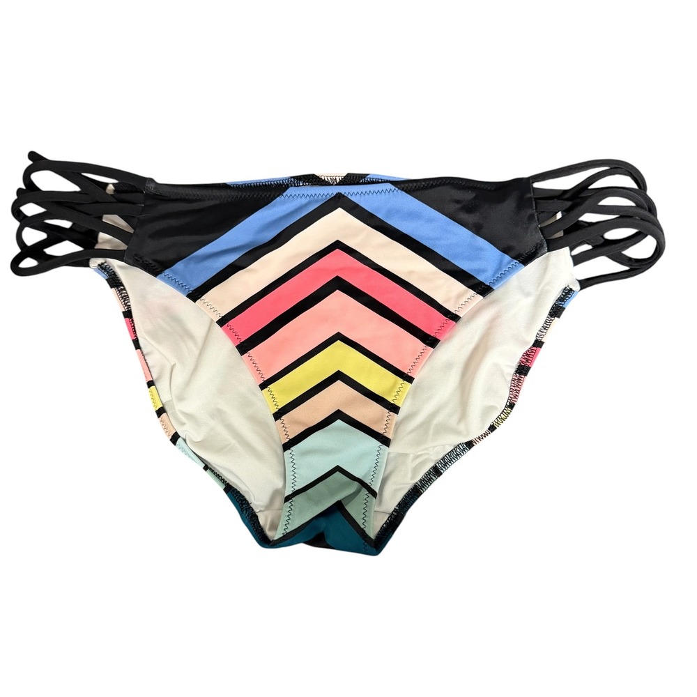 PINK Victoria's Secret Chevron Strappy Cage Bikini Bottoms Multicolor‎ Medium